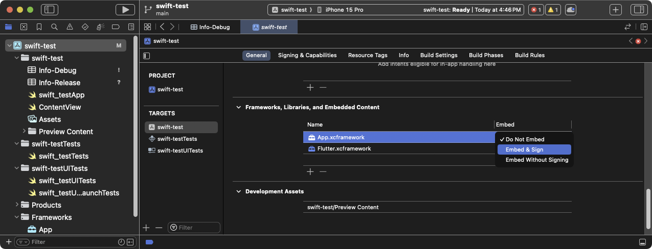 Select Embed  Sign for each of your frameworks in Xcode