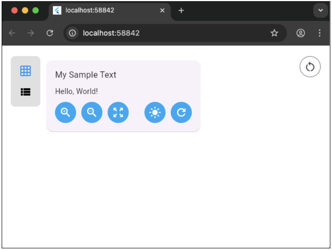Sample widget in Flutter Widget Previewer