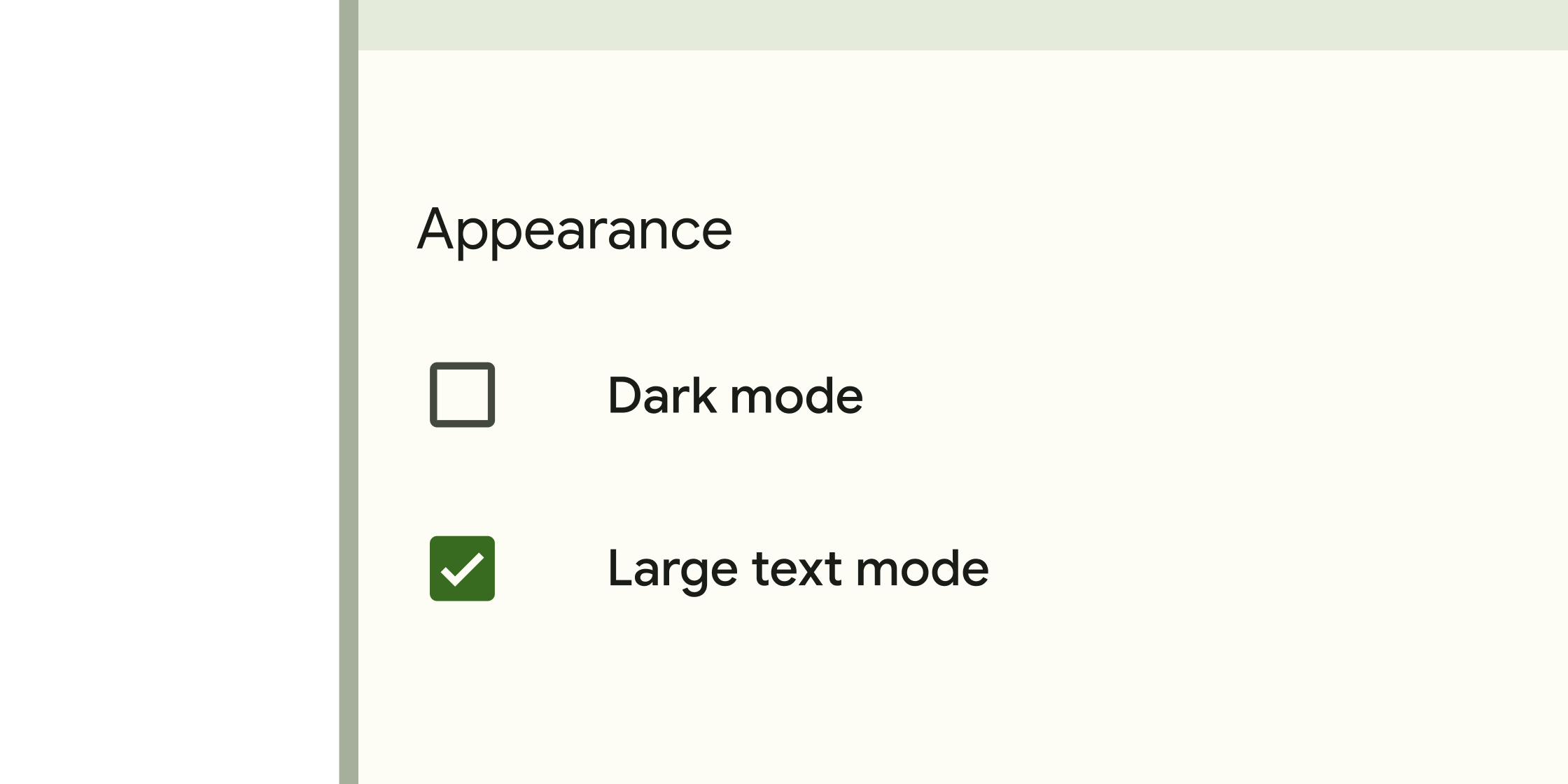 Checkbox Material 小部件的渲染示例。