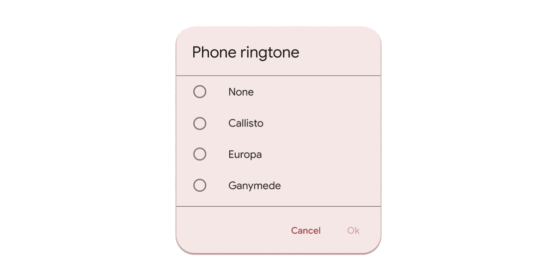 AlertDialog Material 小部件的渲染示例。