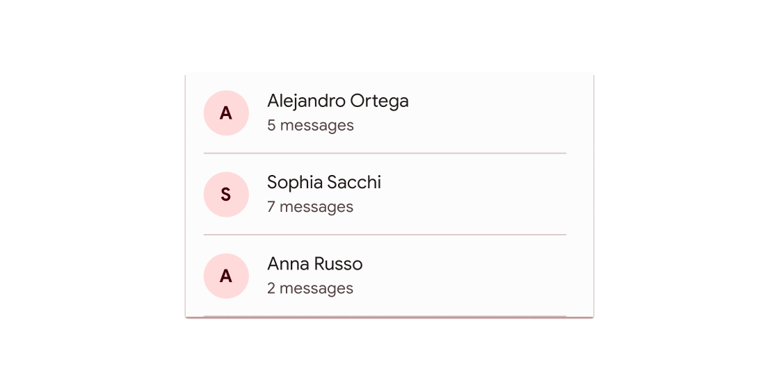 ListTile Material 小部件的渲染示例。