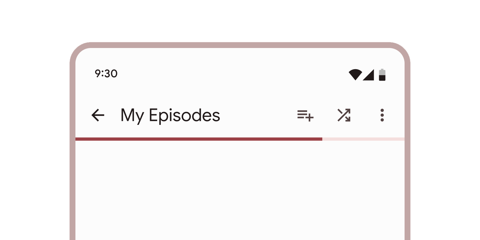 LinearProgressIndicator Material 小部件的渲染示例。