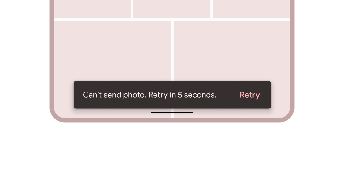 SnackBar Material 小部件的渲染示例。